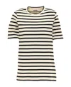 Jil Sander Black And White Knitted Striped T-shirt In Cotton Woman In White