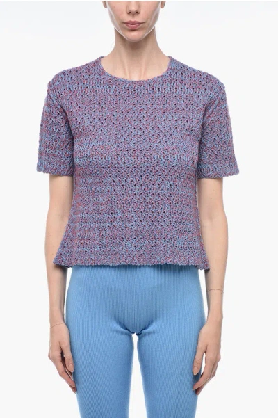 Jil Sander Knitted T-shirt With Reverse Stitchings In Purple