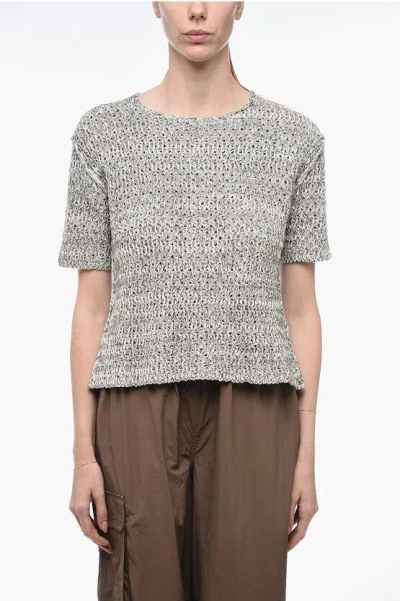 Jil Sander Knitted T-shirt With Reverse Stitchings In Grey