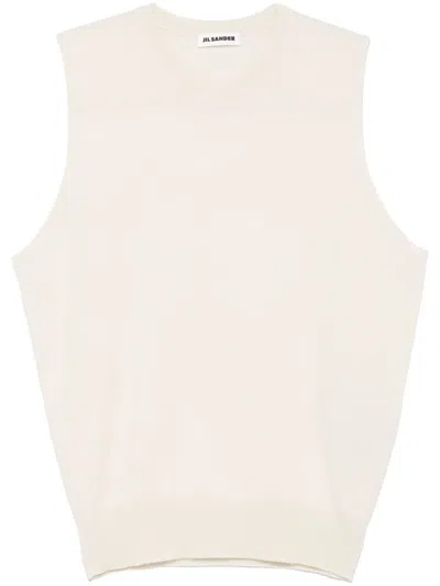 Jil Sander Knitted Tank Top In Neutrals