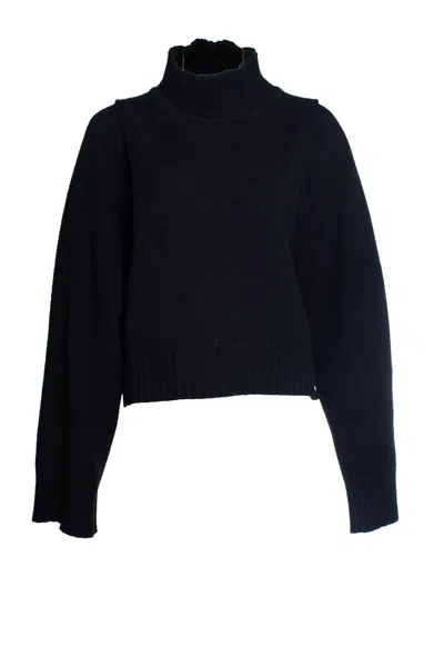 Jil Sander , Knitted Turtle Neck Sweater In Black