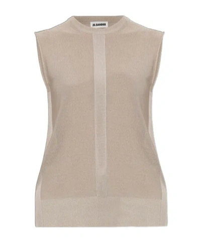 Jil Sander Knitted Vest In Nude