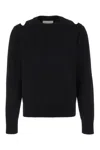 Jil Sander Wool Sweater With Cut-out Shoulders And Sleeves In 001
