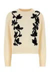 Jil Sander Floral Embroidered Virgin Wool Blend Sweater