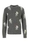Jil Sander Alpaca Blend Sweater Embroidered Flowers In Gray