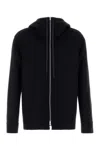 Jil Sander Hooded Cashmere Cardigan With Ribbed Cuffs And Hem In Black