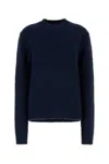 Jil Sander Oversize Alpaca Blend Crew Neck Sweater In Blue