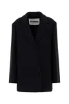 Jil Sander Longline Coat Notched Lapel In Blue