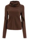 Jil Sander High Neck Knitwear With Draped Silhouette In Brown