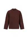 Jil Sander Oversized Crew Neck Sweater In Brown