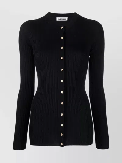 Jil Sander Knitwear Crew Neck Ribbed Texture Long Sleeves In Black