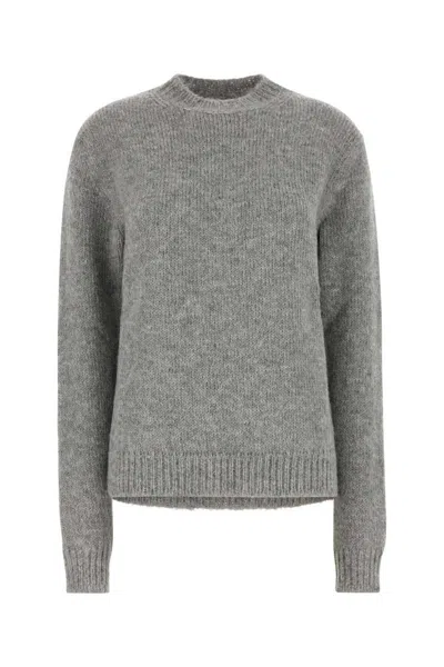 Jil Sander Oversize Crew Neck Alpaca Blend Sweater In Gray