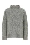 Jil Sander Wool Sweater High Neck Cable Knit In Gray