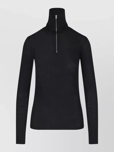 Jil Sander Knitwear High Neck Long Sleeves Top In Black