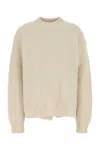 Jil Sander White Ribbed Crewneck Sweater In Neutral
