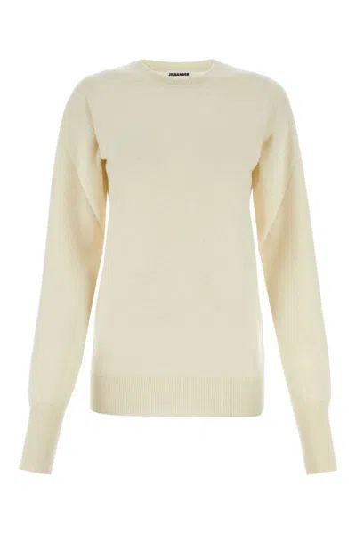 Jil Sander Cashmere Crewneck Sweater In Neutral