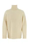 Jil Sander Wool Sweater With Turtleneck And Ribbed Texture In White