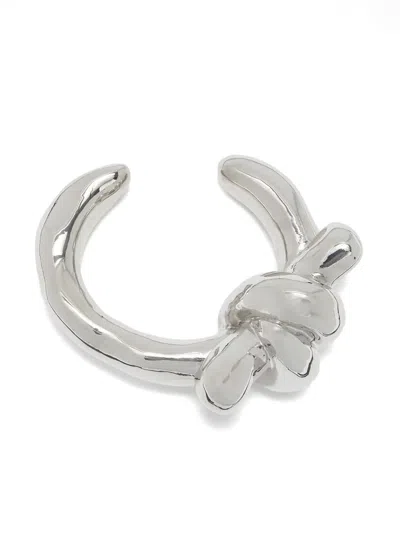 Jil Sander Knot Cuff Bracelet In Grey