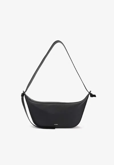 Jil Sander Knot Leather Crossbody Bag In Black