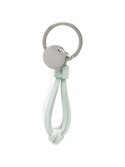 Jil Sander Knot Loop Leather Keyring In Green