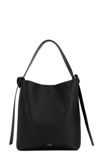 Jil Sander Knot Medium Hobo Bag In Black