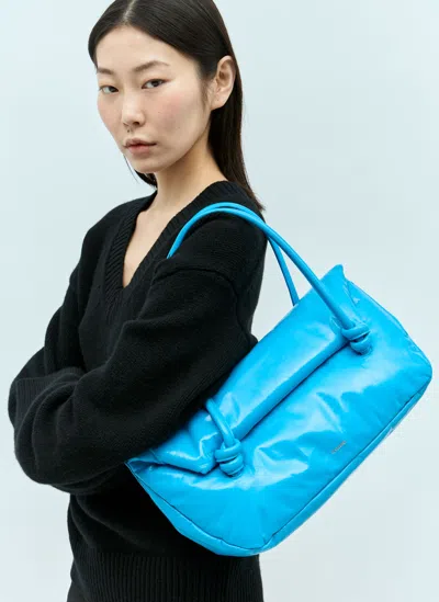 Jil Sander Medium Leather Shoulder Bag In Blue