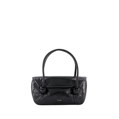 JIL SANDER KNOT SM SHOULDER BAG - LEATHER - BLACK