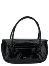 Jil Sander 'knot Small' Black Shoulder Bag With Laminated Logo