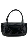 Jil Sander 'knot Small' Black Shoulder Bag With Laminated Logo In Black