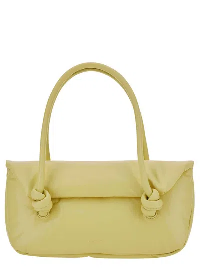 Jil Sander 'knot Small' Yellow Shoulder Bag With Laminated Logo