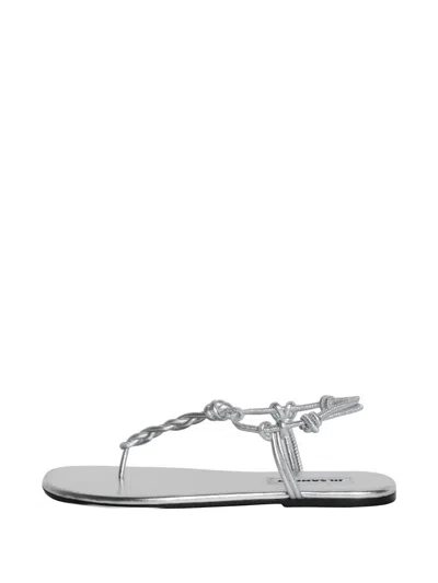 Jil Sander Knot-strap Flat Sandals In Silver