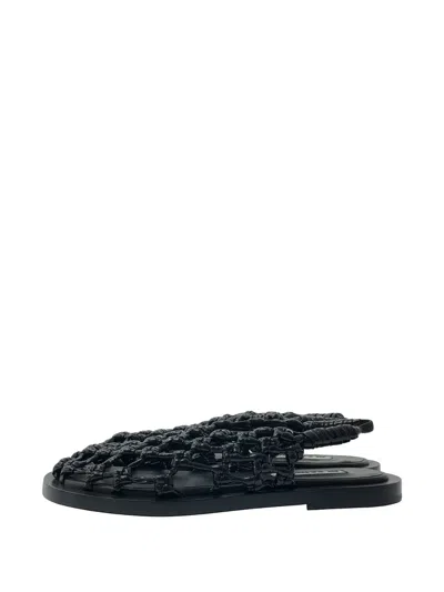 Jil Sander Knotted Cage Sandals In Black