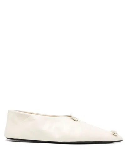 Jil Sander Knotted Leather Ballerina Shoes In Nude