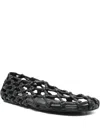 Jil Sander Cutout Knotted Leather Ballet Flats In Black