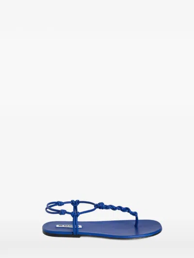 Jil Sander Knotted-strap Flat Sandals In Blue