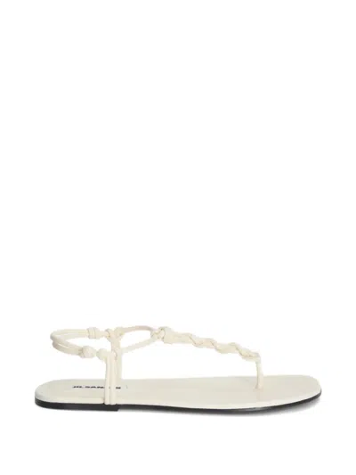 Jil Sander Knotted-strap Flat Sandals In White