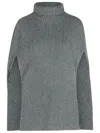 Jil Sander Wool Turtleneck Cape Ribbed Texture In Gray
