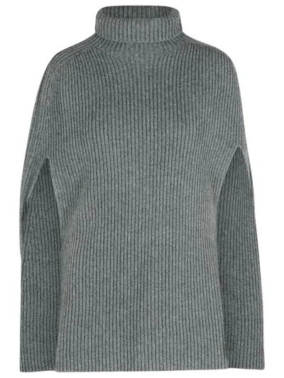 JIL SANDER KOALA' GREY WOOL TURTLENECK CAPE