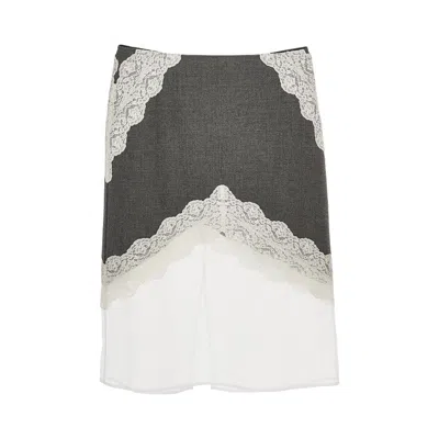 JIL SANDER L AND ORGANDY MIDI SKIRT WITH LACE