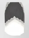 Jil Sander Asymmetric Lace Wool Skirt With Sheer Overlay In Gray