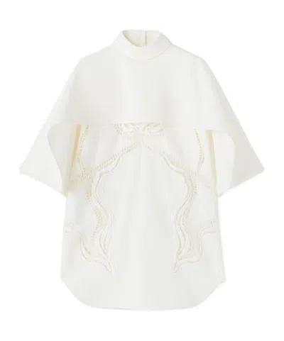 Jil Sander Lace-detail Cotton-silk Cape Top In Latte