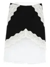 Jil Sander Asymmetric Lace Wool Skirt With Sheer Overlay In Multi
