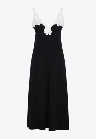 Jil Sander Lace Embroidered Midi Dress In Black
