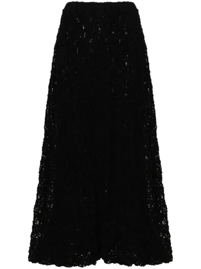 Jil Sander Lace-embroidered Midi Skirt In Black