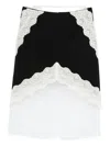 Jil Sander Asymmetric Lace Wool Skirt With Sheer Overlay In Black