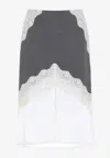 Jil Sander Lace-inserted Midi Skirt In Wool In Gray