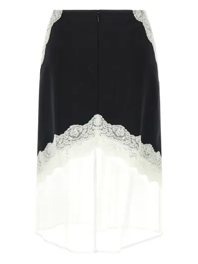 Jil Sander Lace-inserts Midi Skirt In Black