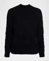Jil Sander Lace Knit Long-sleeve Crewneck Sweater In Black
