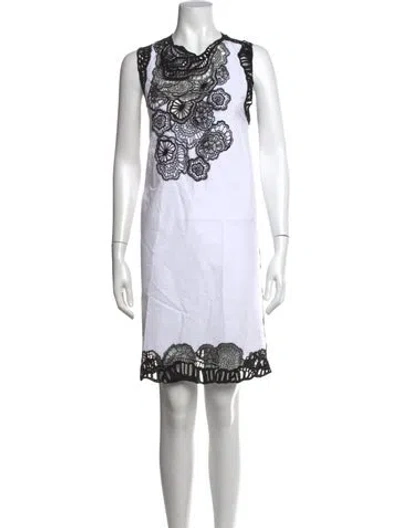 Pre-owned Jil Sander Lace Pattern Mini Dress In White