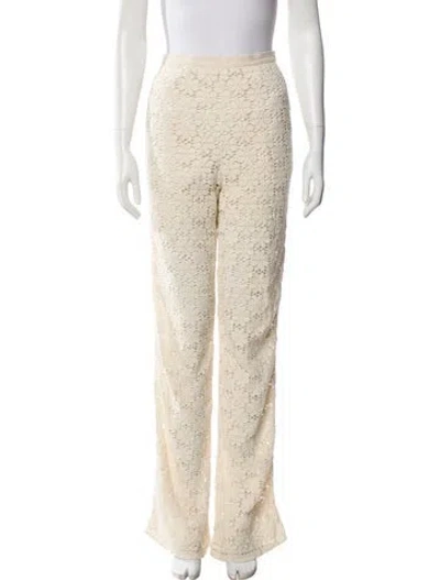 Pre-owned Jil Sander Lace Pattern Wide Leg Pants In Neutral